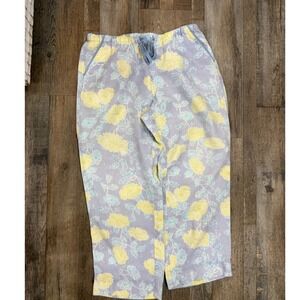 Sigrid Olsen Womens 100% Linen Floral Pants Blue Yellow Drawstring M coastal